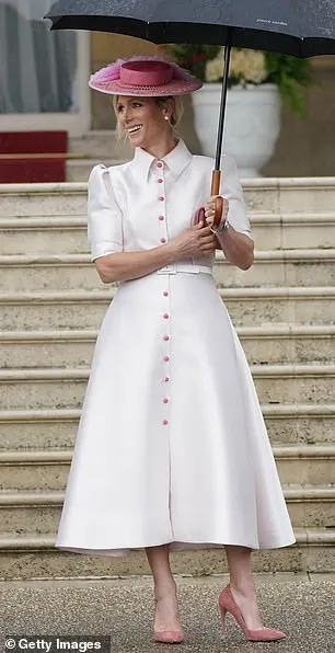 Beautifully elegant for the Buckingham Palace Garden party last month, Zara Tindall cut a fabulous figure in her Laura Green London dress