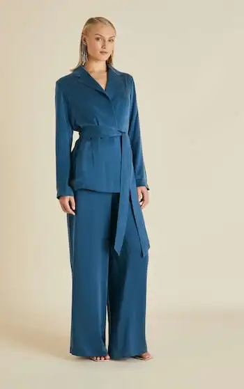 Blue silk pyjama set