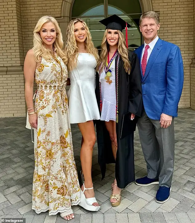 The aspiring cheerleader, 18, was joined by her prominent family as she commemorated finishing high school last weekend