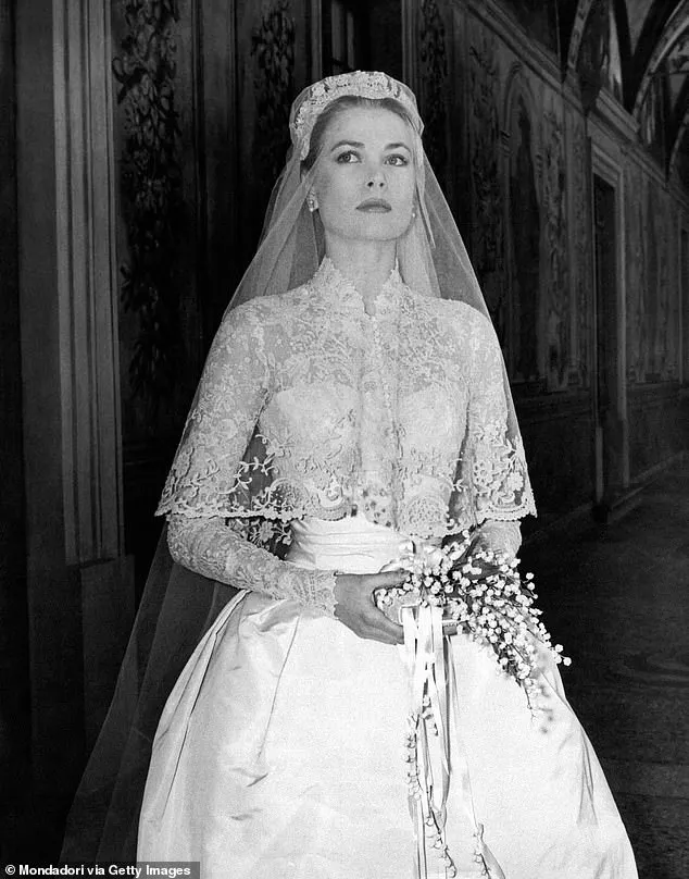 Ms Higgins' dress was inspired by Grace Kelly's ivory gown when she married Prince Rainier III of Monaco in 1956 (pictured)