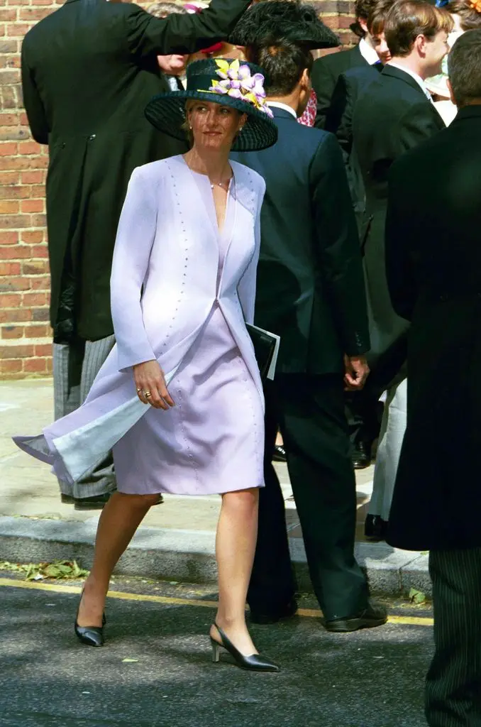 Duchess Sophie in a purple dress and black hat