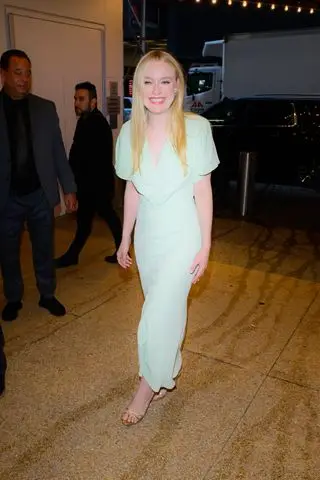 Dakota Fanning wearing a pastel dress