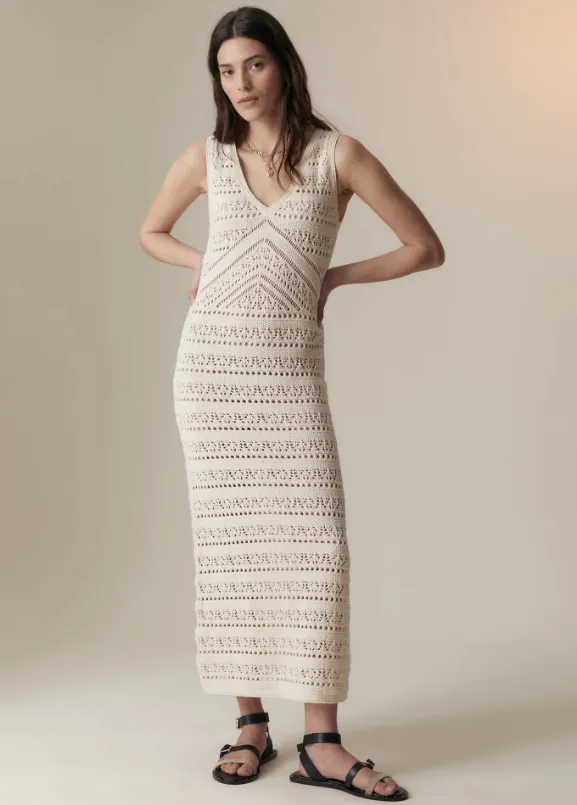 marks and spencer cream crochet dress