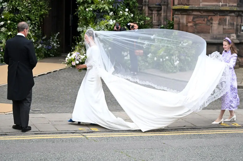 The bride was surprised by the shoes she chose.