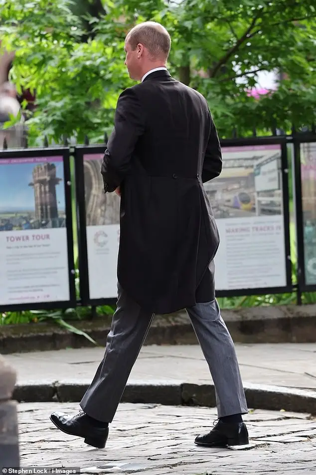 Prince William arriving for the nuptials of his old friend Hugh in Cheshire