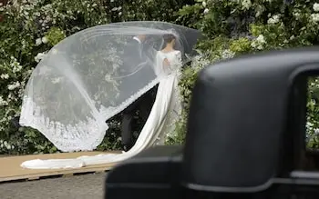 The veil incorporated edgings from the bride's great-great-grandmother's veil