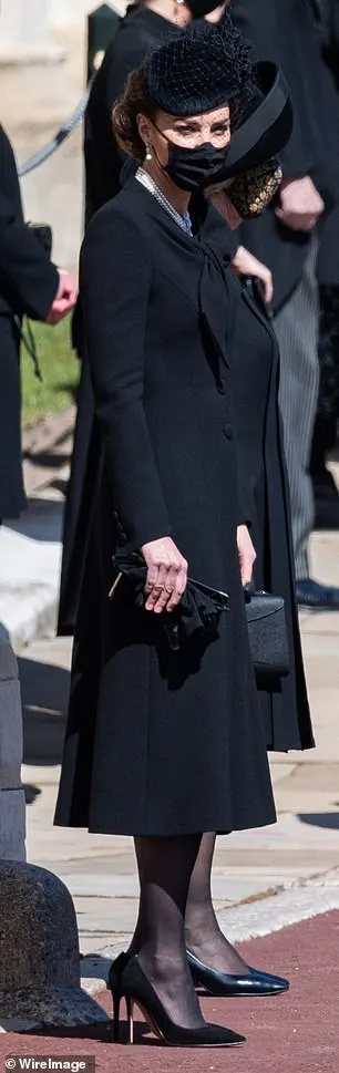 Sharp-eyed fans noticed that Kate had previously worn the 'Beau Tie' coat, in black, to the funeral of Prince Philip, Duke of Edinburgh, in 2021