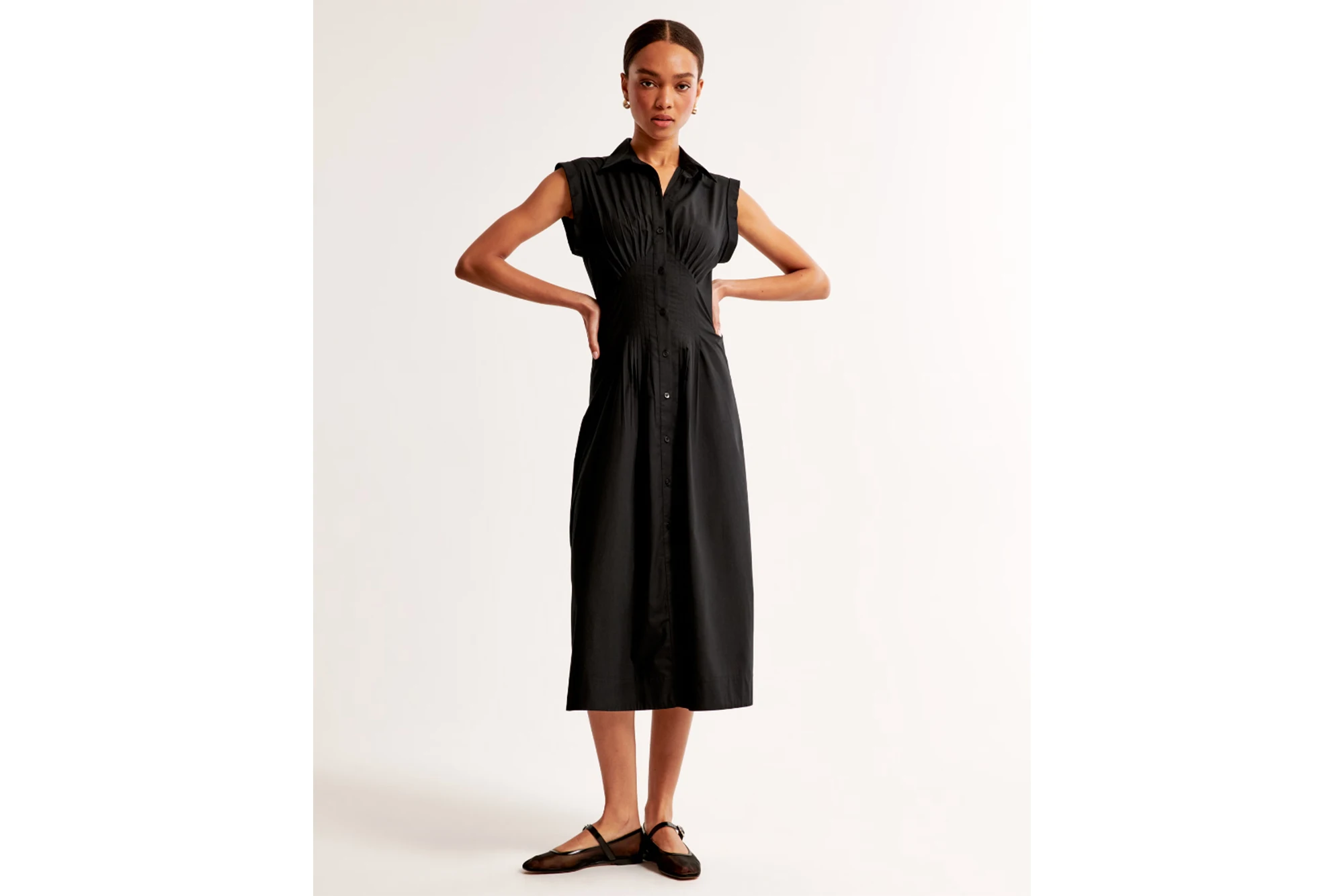 Abercrombie & Fitch Short-Sleeve Midi Shirt Dress