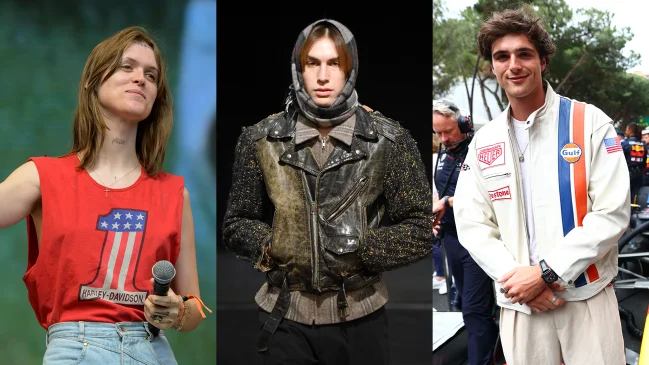 Ethel Cain wears a Harley Davidson muscle tank/A model walks the runway at the Maryam Nassir Zadeh/Jacob Elordi wears a racer jacket at an F1 event