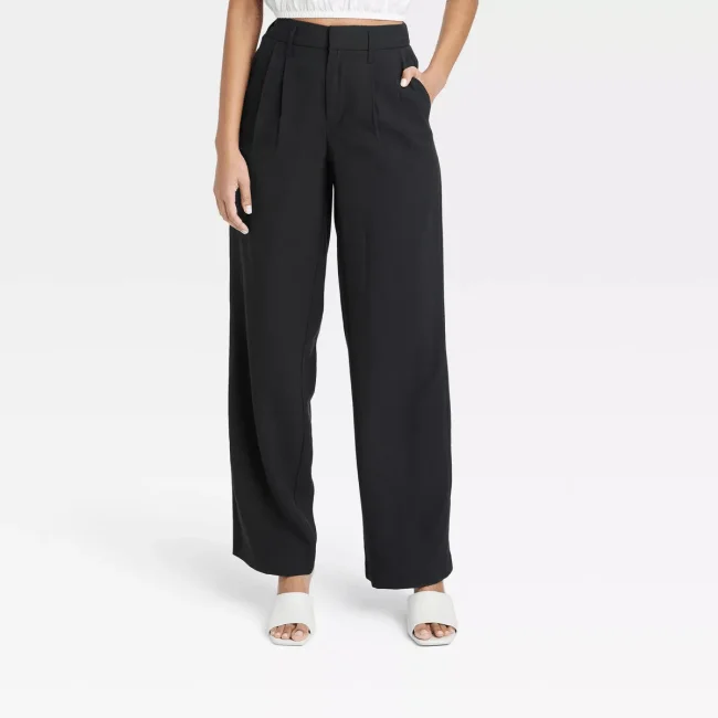 A New Day Women's High-Rise Straight Trousers in Black