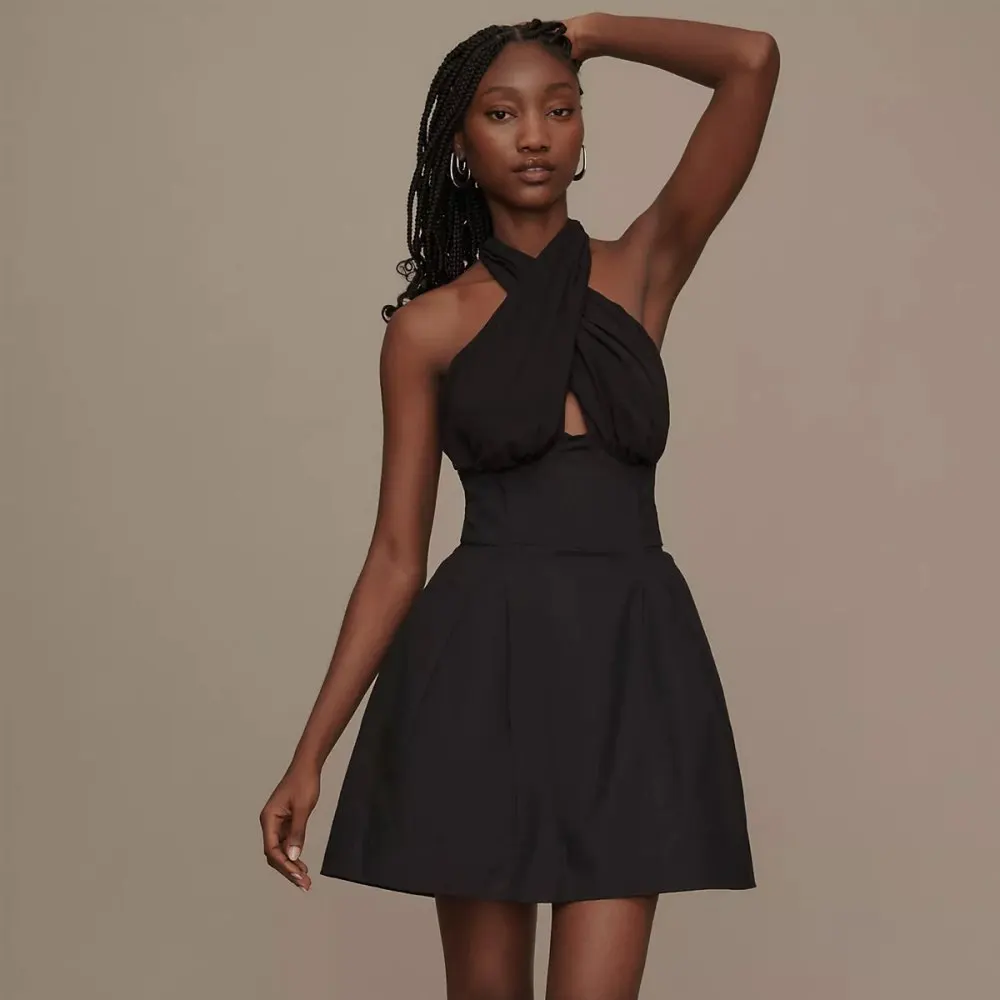 Maeve Twist Halter Tie-Neck Mini Dress