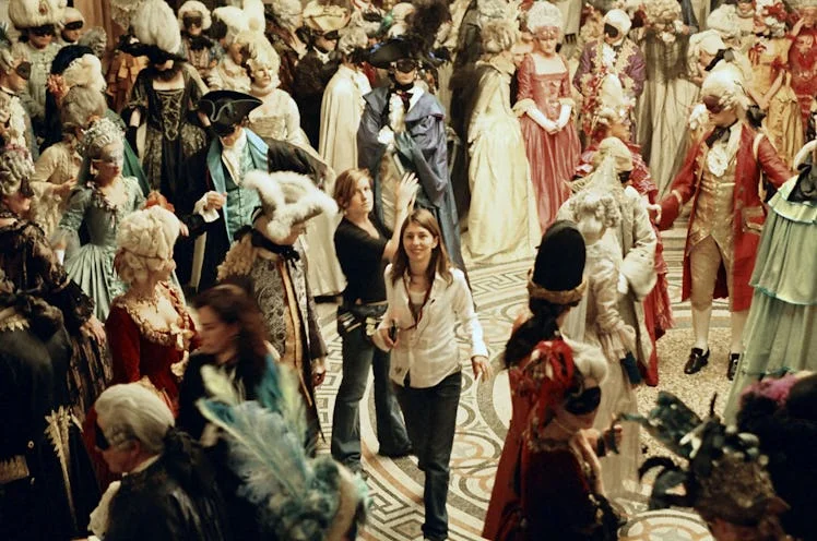 Sofia Coppola on the set of Marie Antoinette.