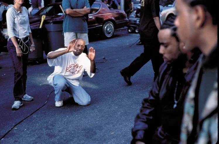 John Singleton on the set of Shaft.