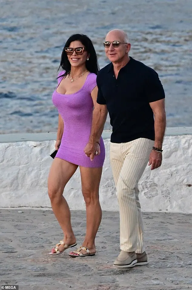 Sanchez was seen strolling with her 60-year-old billionaire beau along a promenade on Hydra island in Greece before going for a romantic ocean-front dinner together at Sunset Restaurant