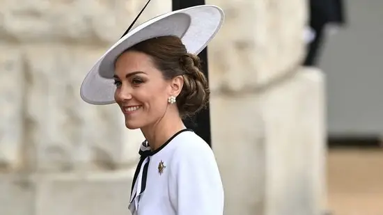 Kate Middleton was sported in the same dress she wore to attended King Charles' coronation in May 2023.(Getty)