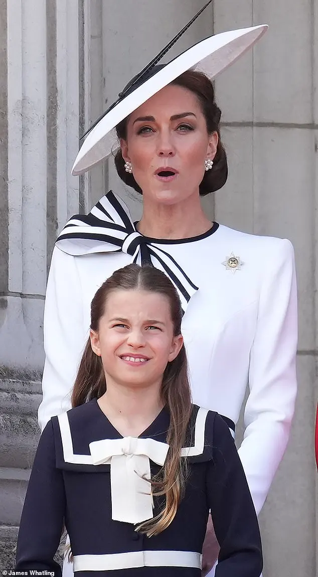 The Princess of Wales and Princess Charlotte at Trooping the Colour this afternoon