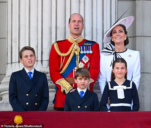 Members of the Royal Family watch the flypast from the Buckingham Palace balcony today