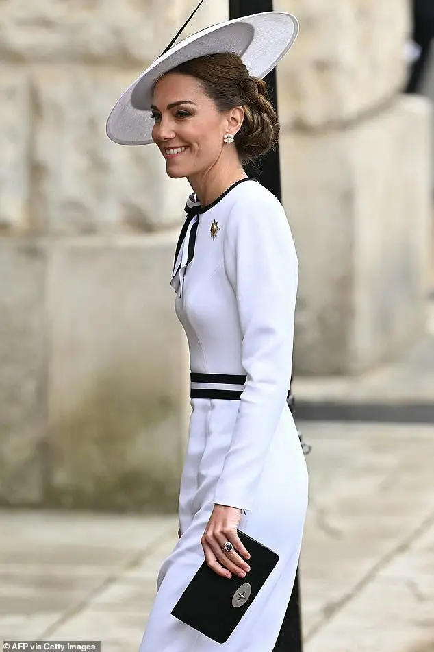 Kate arrives at Horse Guards Parade today as Trooping the Colour takes place