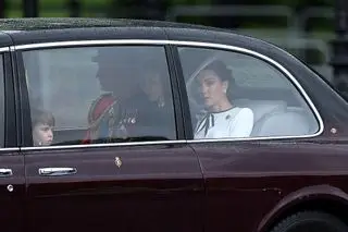 Kate Middleton arrives at Trooping the Colour in a white dress