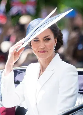 Kate Middleton at trooping the colour in 2022 wearing an alexander mcqueen jacket