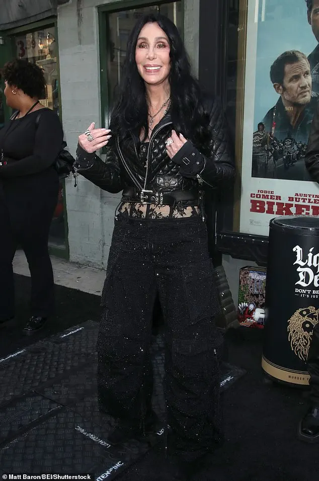 Other celebrities also made an appearance during the festivities, including Cher who wowed in a pair of sparkling, black cargo pants as well as a corset-styled top with black floral details