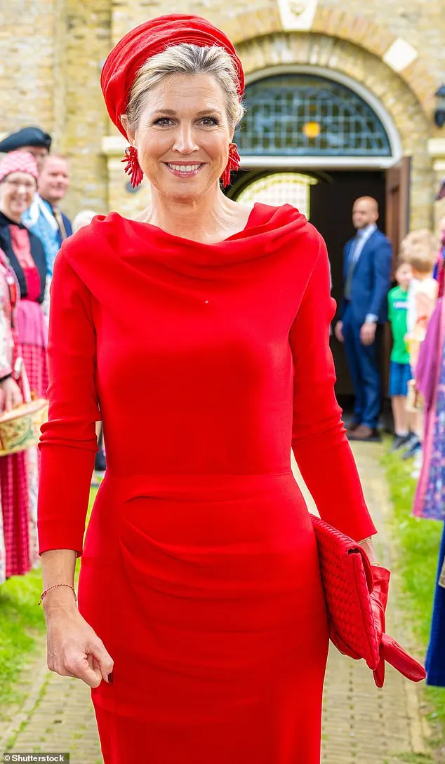 Queen Maxima of the Netherlands stepped out in a stunning red ensemble on Tuesday as she reopened the Museum Hindeloopen in Holland