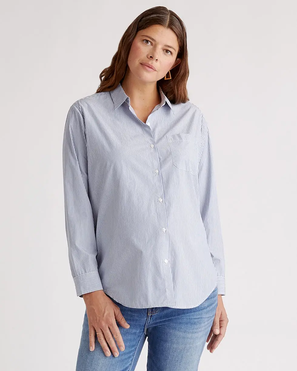 Organic Cotton Poplin Maternity & Nursing Button-Down Shirt