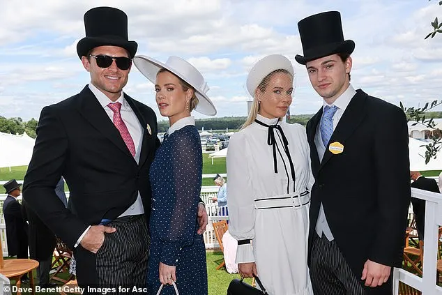 The sisters attended with their respective beaus, Greg Mallett, far left, and Samuel Aitken, far right