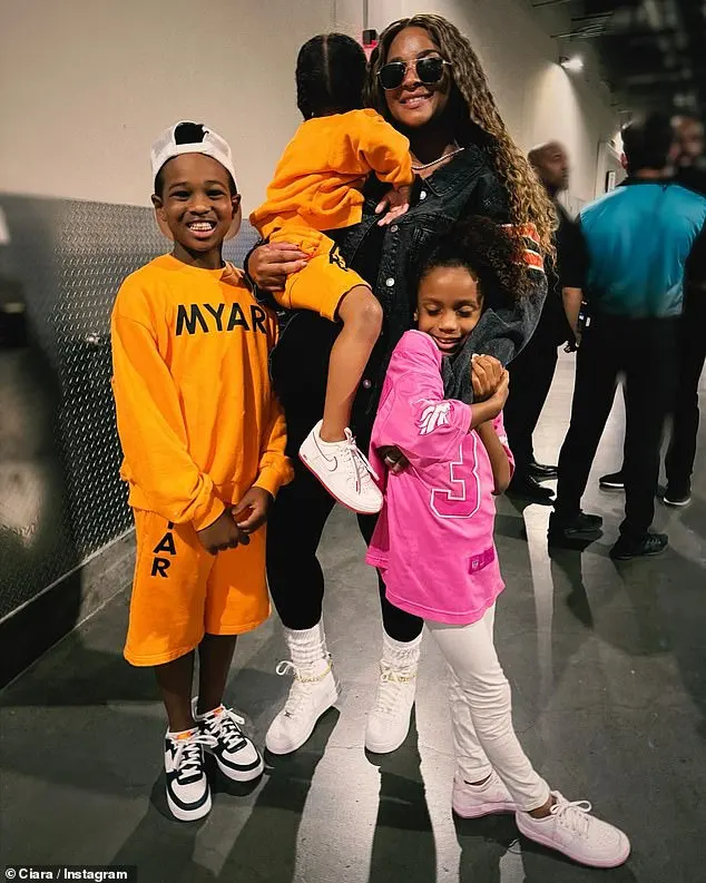 Ciara has four children - daughters Amora, Sienna, seven, and son Win, three, with Russell. She also has son Future Zahir Wilburn, 10, with her ex-fiance Future (pictured in 2023)