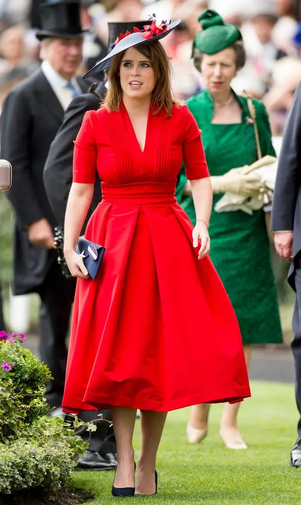 Princess Eugenie in red dress at Ascot