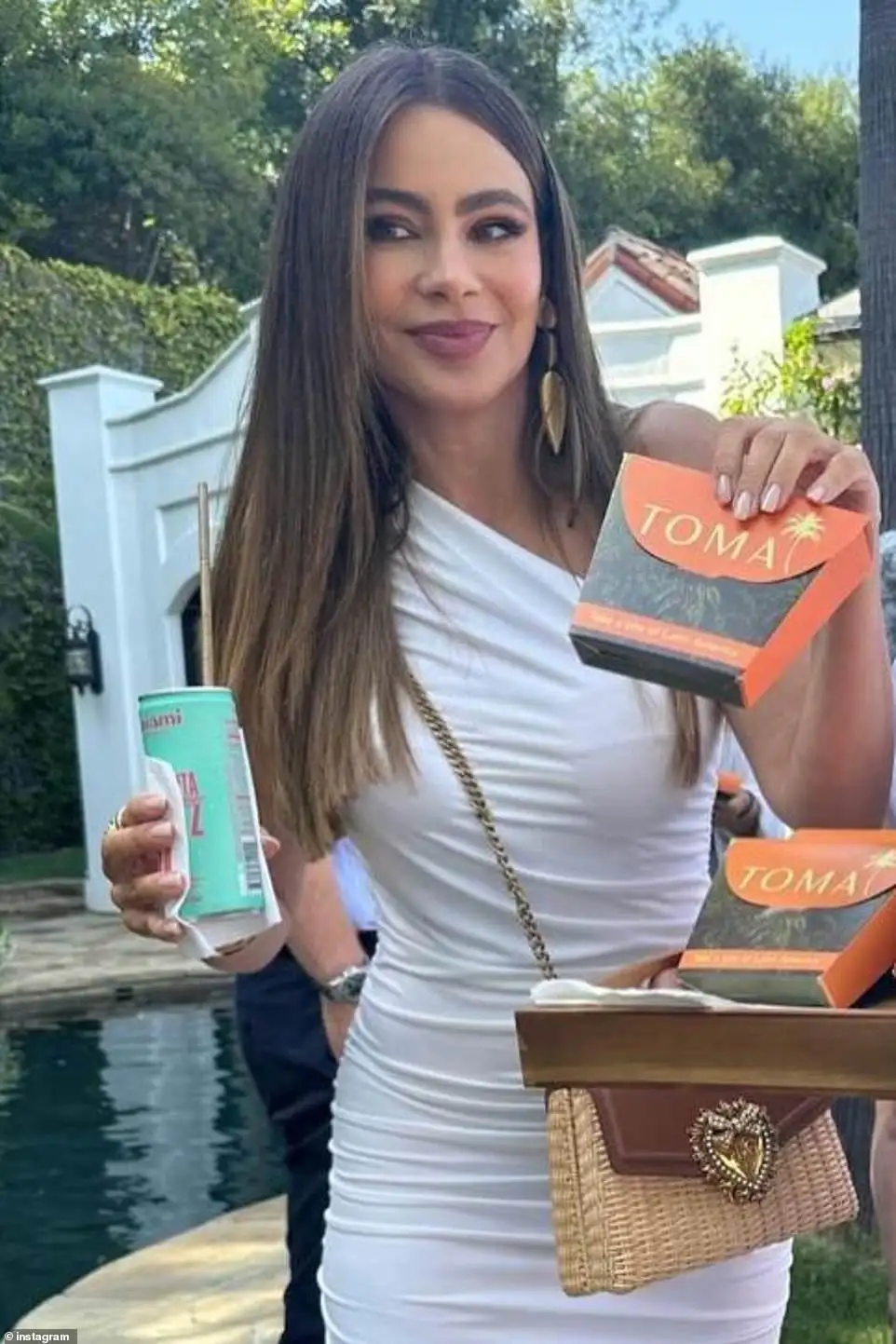 Sofia Vergara showed off her body while in a clingy one shoulder white dress this week while hanging out with 'beautiful people'