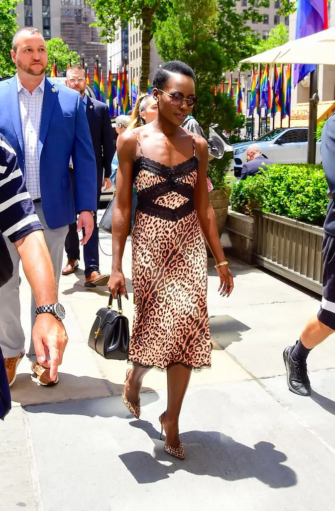 lupita nyongo leopard print betsey johnson dress