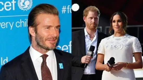 David Beckham, Prince Harry and Meghan Markle ( File )