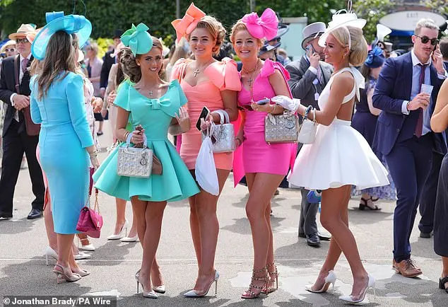 Stylish attendees made for a colourful display as they arrived at the racecourse, sporting their most daring outfits as they made the most of the Berkshire sunshine