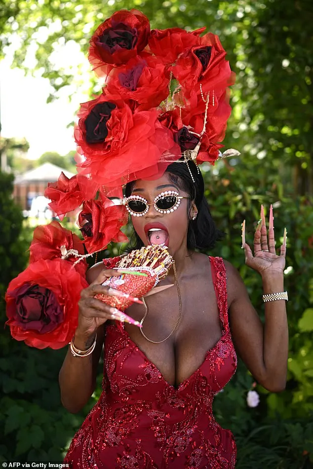 Many opted for wild and wonderful outfits for the occasion, with one woman donning a stunning sequined red ensemble with a plunging neckline