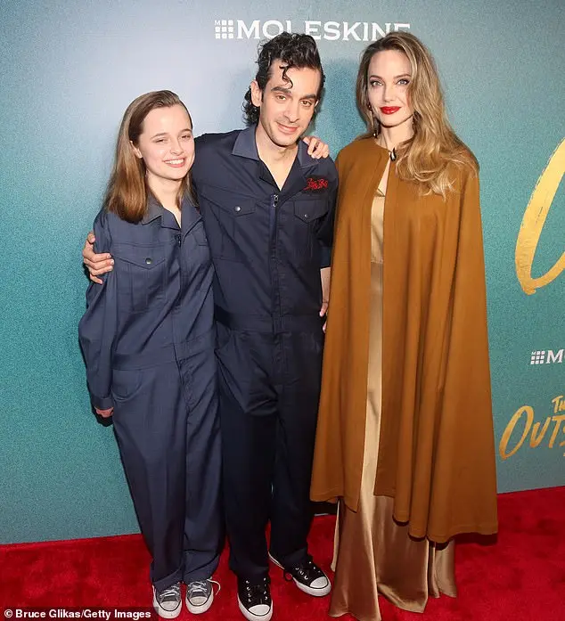 Angelina then saw the project with her daughter and noted that effect that it had on Vivienne, adding, '...I was learning what about it was important to her and why it connected so deeply to her'; seen on The Outsiders opening night with Justin Levine