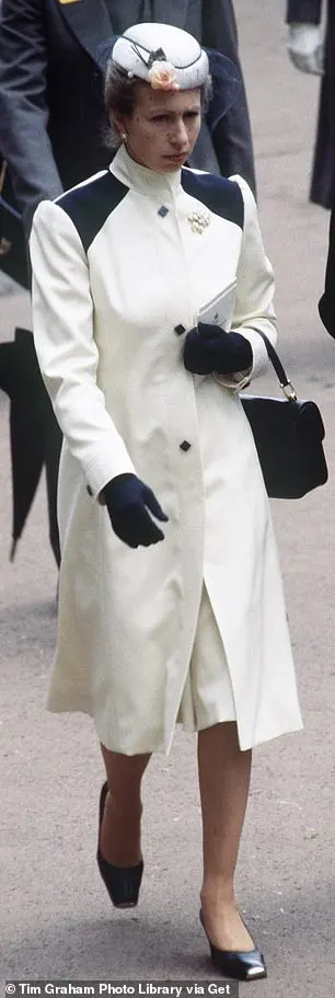 Anne debuted her cream and navy coat at Royal Ascot in 1980