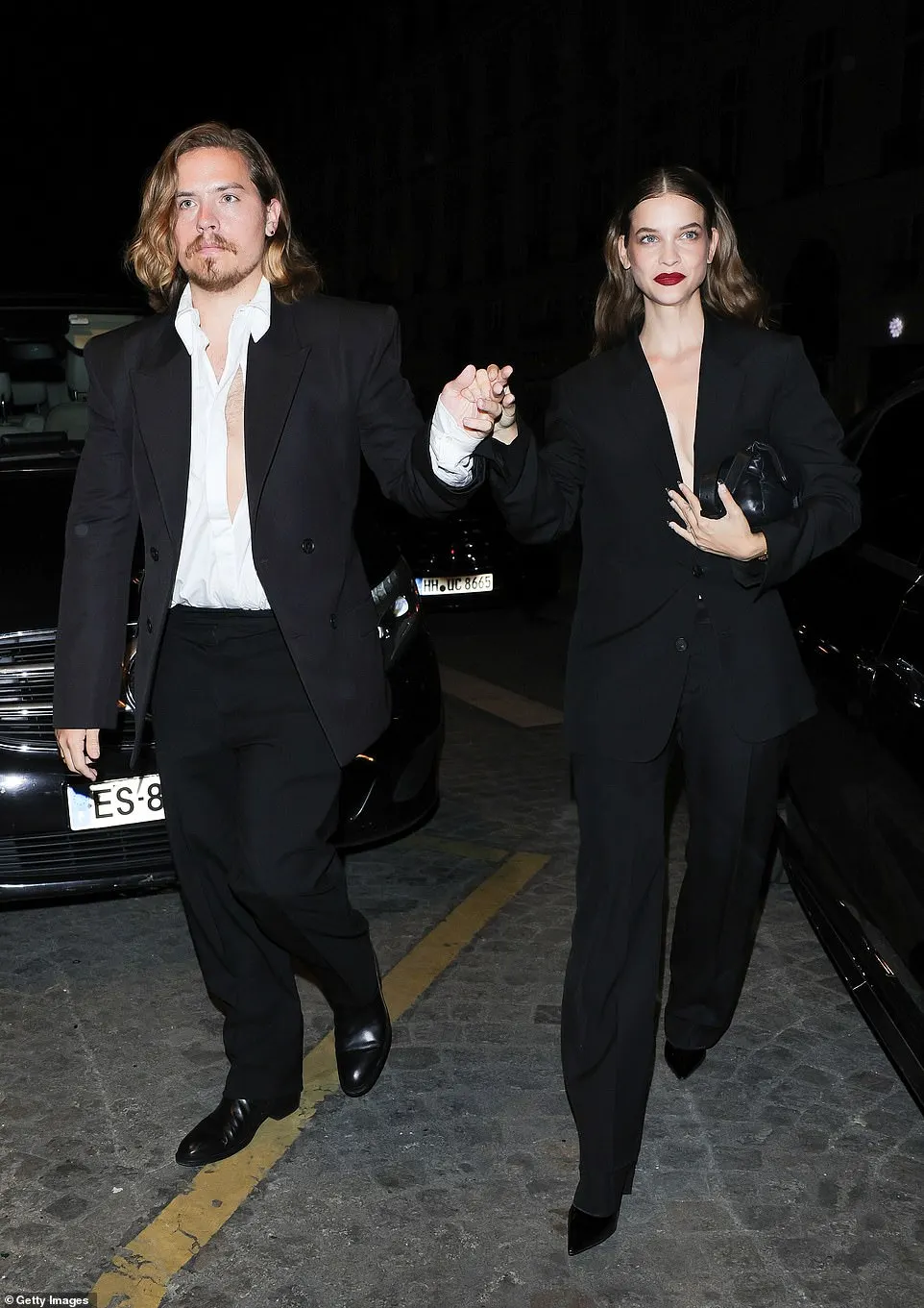 Happily married Barbara Palvin and Dylan Sprouse, who wed in 2023, held hands as they arrived at the party