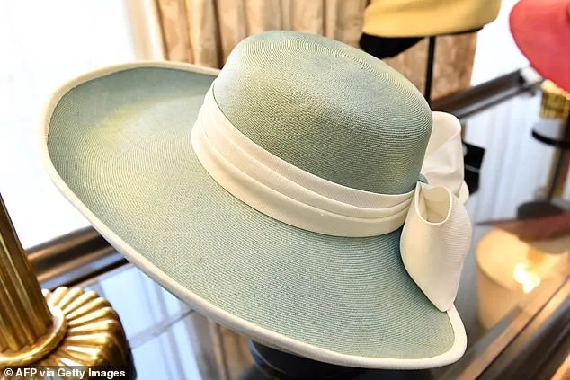 Princess Diana 1989 Philip Somerville teal hat is displayed during Julien's Auctions' press preview of 