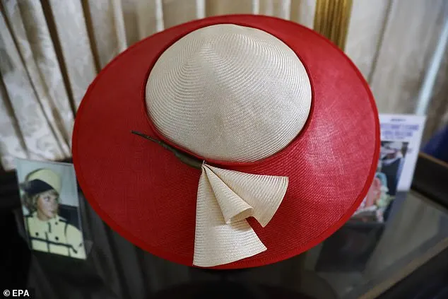 A 1985 Australia Tour attributed Philip Somerville red and cream straw hat worn by Princess Diana