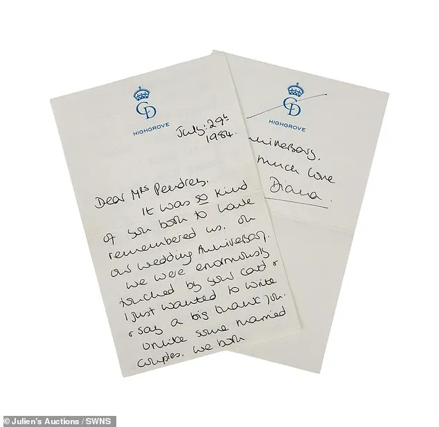 And the auction is not limited to Diana's couture pieces; her hand-written letters are also being sold