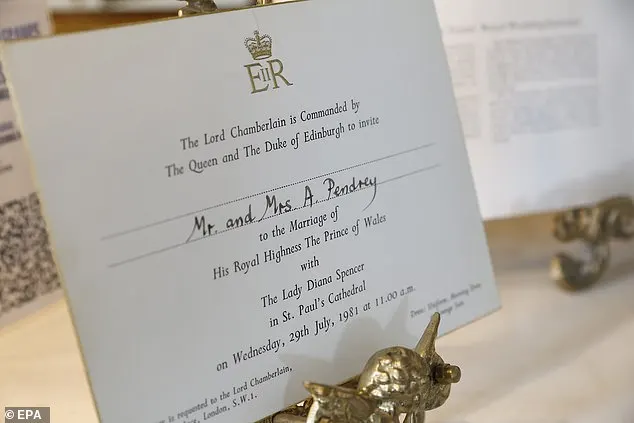 A 29 July 1981 Royal wedding invitation to the wedding of the then Prince Charles and Princess Diana