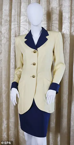 Catherine Walker yellow and navy two-piece skirt suit