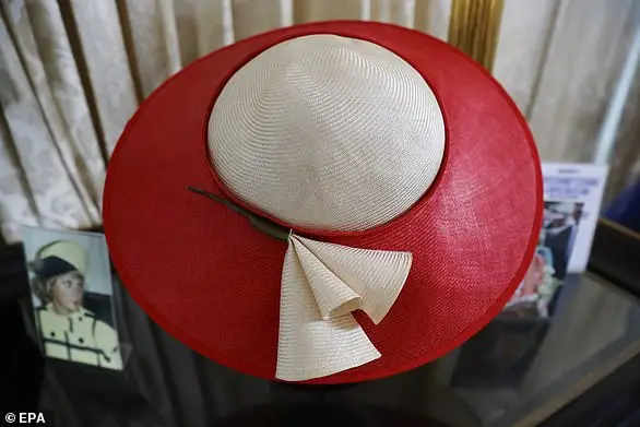 A 1985 Australia Tour attributed Philip Somerville red and cream straw hat worn by Princess Diana