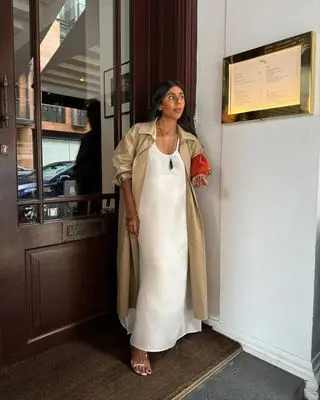 Monikh wearing slip dress