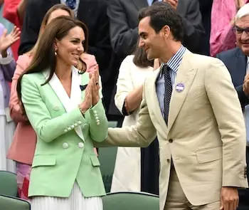 The Princess of Wales with tennis legend Roger Federer on day two of Wimbledon, 2023