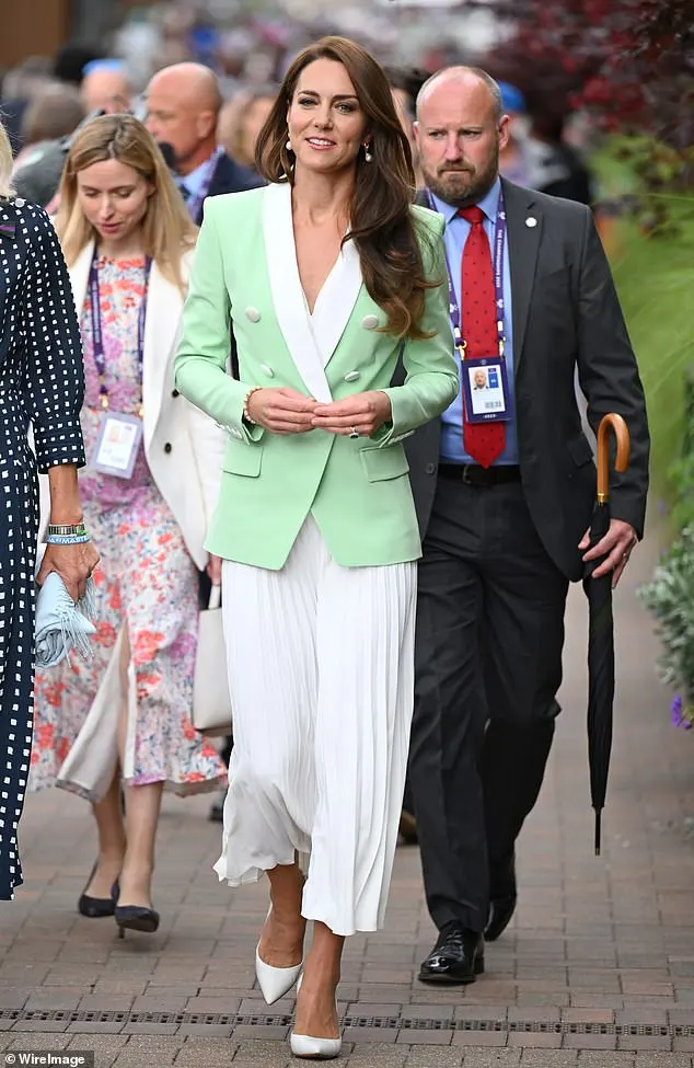 For day two of Wimbledon last year, Kate opted for a luxurious blazer from Balmain, a brand that isn't typically associated with the Princess