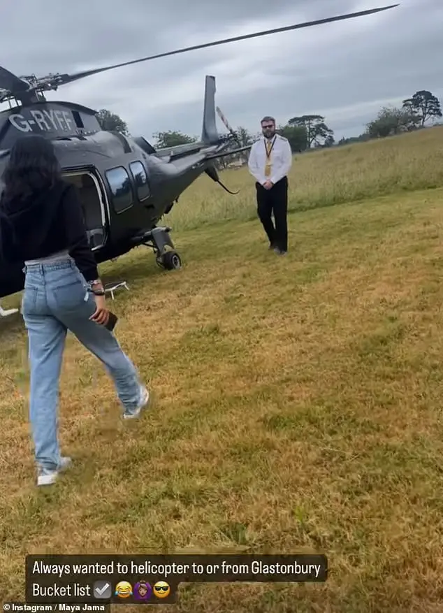 Maya gushed that getting to fly out of Glastonbury in a helicopter was a 'bucket list' moment, after joining boyfriend Stormzy for a weekend of partying