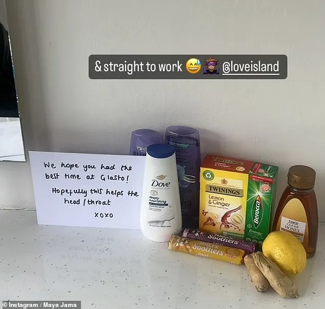 Maya revealed her crew offered her some much-needed supplies, including throat lozenges, shampoo and ginger tea following her weekend of partying