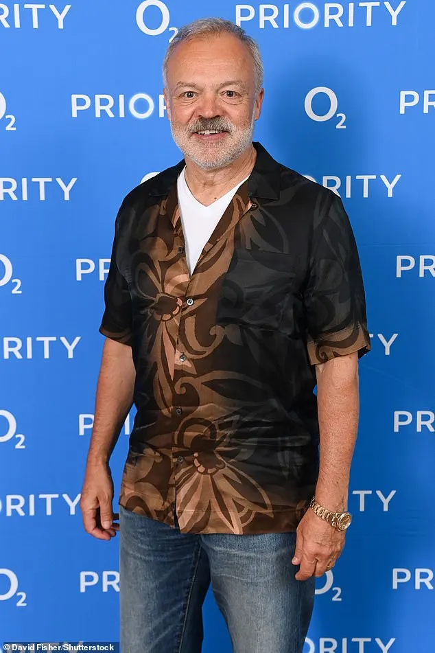 Showbiz legend Graham Norton also beamed on the star-studded red carpet ahead of the live show, opting for a print shirt and denim